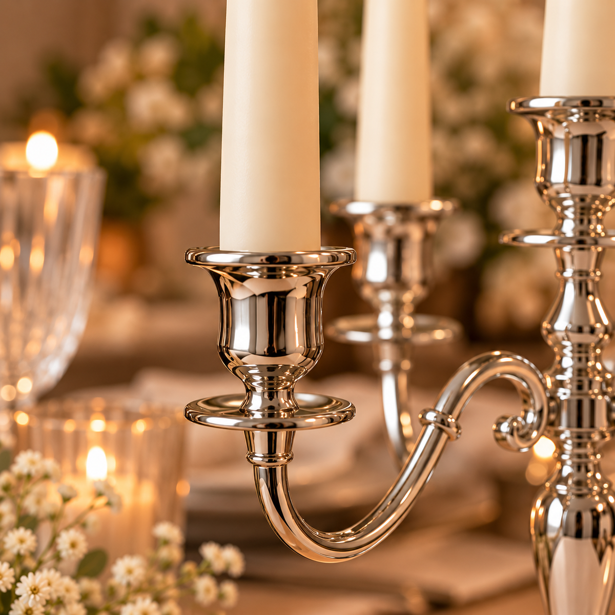 Taper Candle Set with 5-Arm Candle Holder